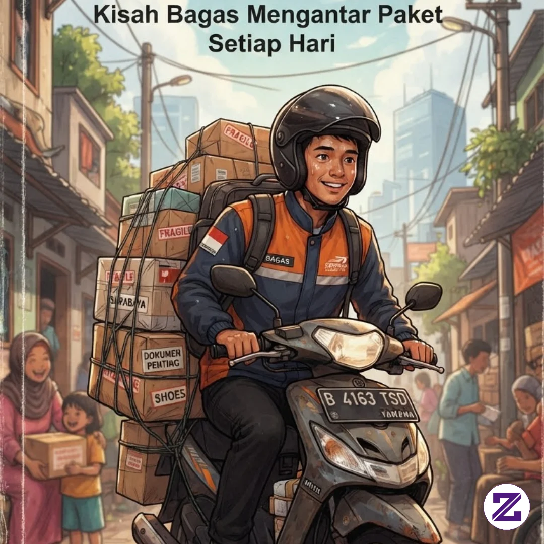 Di Bawah Terik Matahari Pukul Dua Siang, Motor Matik Tua Yang Sarat Muatan Itu