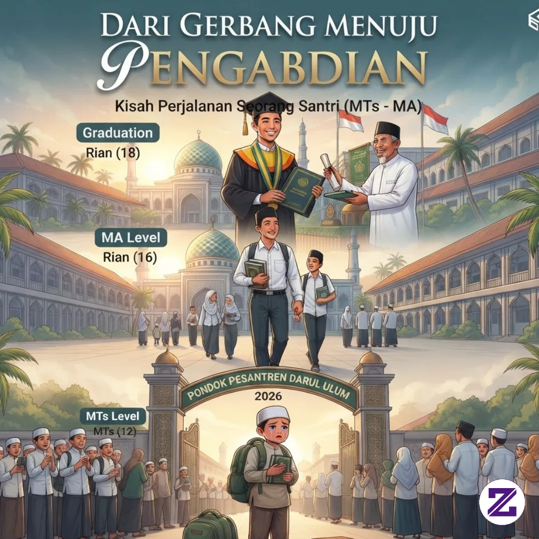 Hari Pertama Di Gerbang Pesantren Terasa Begitu Berat Bagi Rian. Menginjakkan
