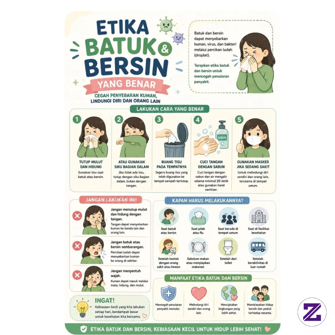 Etika Batuk Dan Bersin Yang Benar | Ceqah Penyebaran Kuman Dan Pelajari Etika