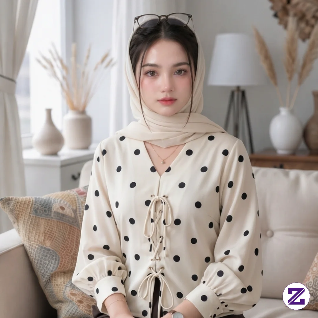 Elegan Dengan Blouse Polkadot Cream 🤎