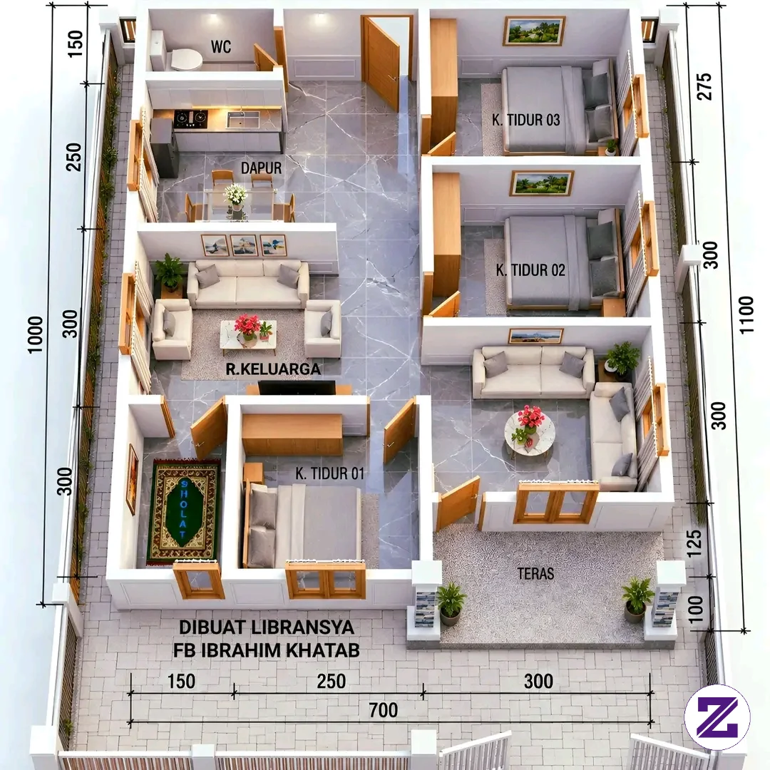 Disan Rumah Ukurang 6x12 Meter