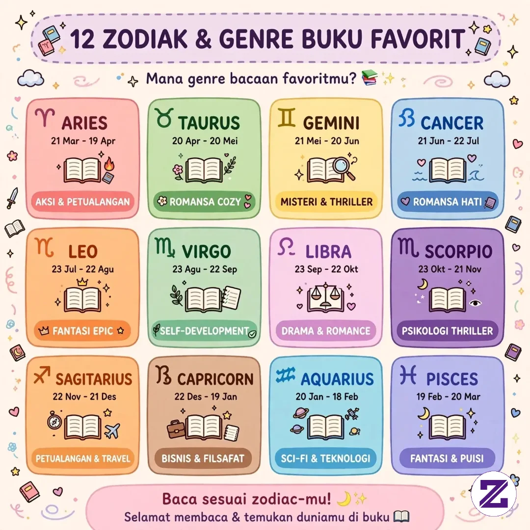Ini Genre Buku Favorit Tiap Zodiak Sesuai Kepribadiannya: