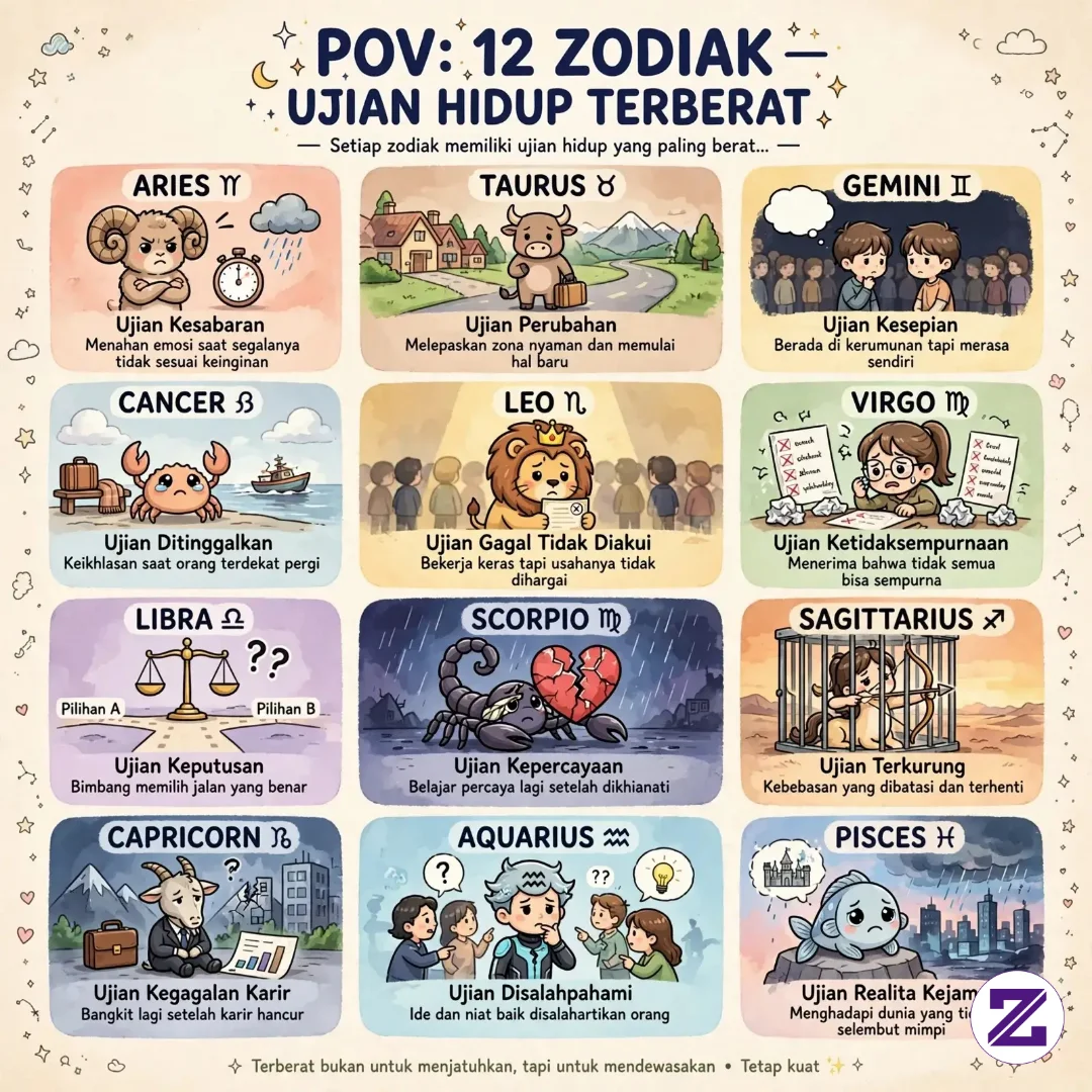 Ini Dia UJIAN HIDUP TERBERAT Tiap Zodiak! Relate Parah, Siap-siap Mental 😭👇