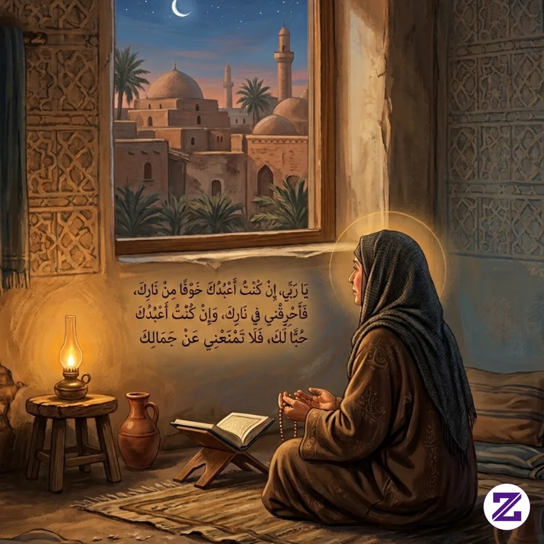 Gambar Rabi'ah Al-Adawiyah (sekitar 713/717 – 801 M) Adalah Seorang Tokoh Sufi kategori Umum dipublikasikan oleh Alisyah Azzahra di Zoyalink