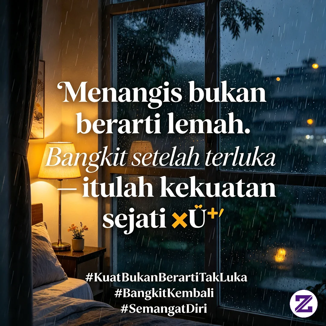 Caption: Menangis Bukan Berarti Lemah. Bangkit Setelah Terluka — Itulah Kekuatan