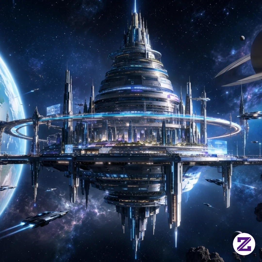 Futuristic Aincrad, A City In Space