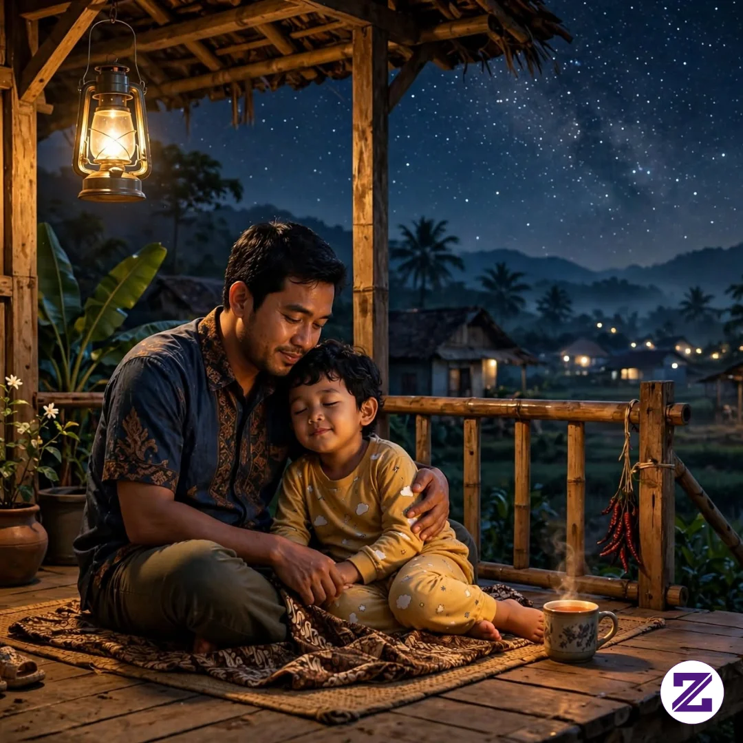 Malam Ini Di Teras Rumah Kayu Itu, Seorang Ayah Memeluk Anaknya Yang Hampir