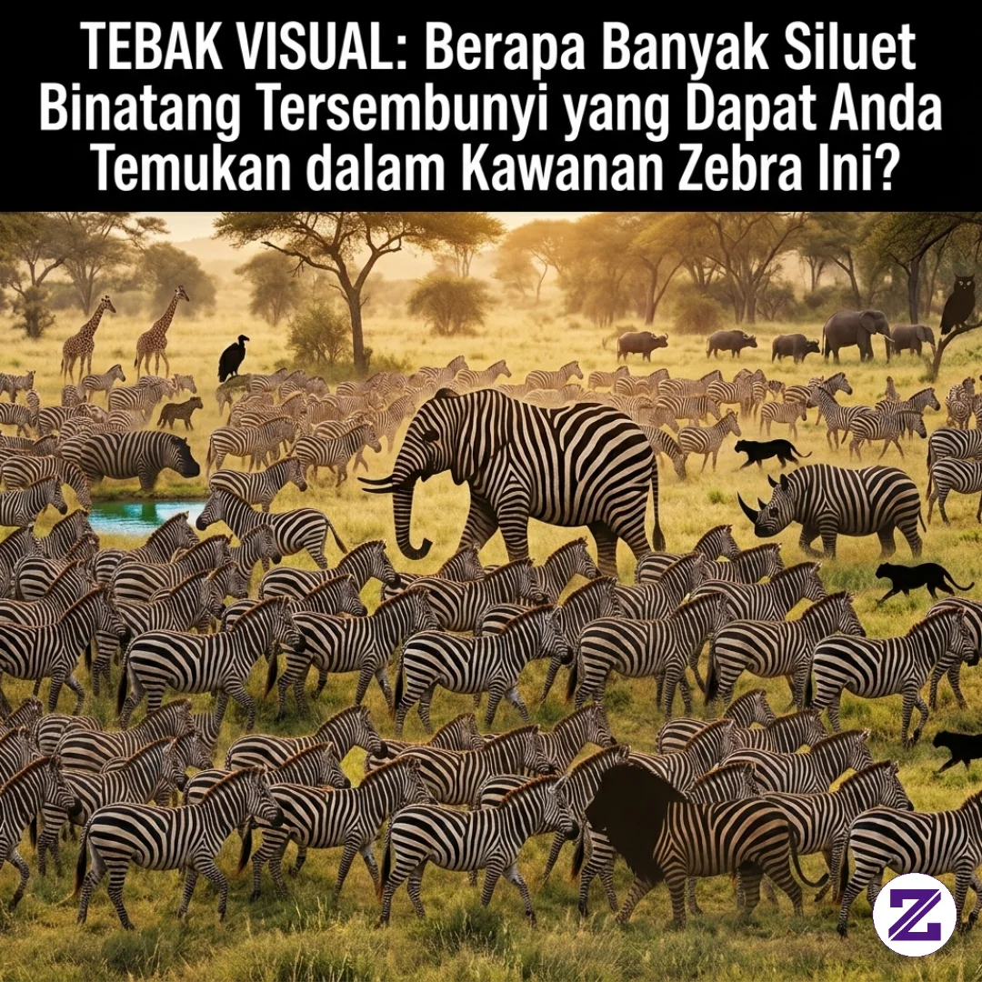 Ayo Tebak, Berapa Banyak Siluet Hewan Tersembunyi Di Antara Kawanan Zebra Ini👇
