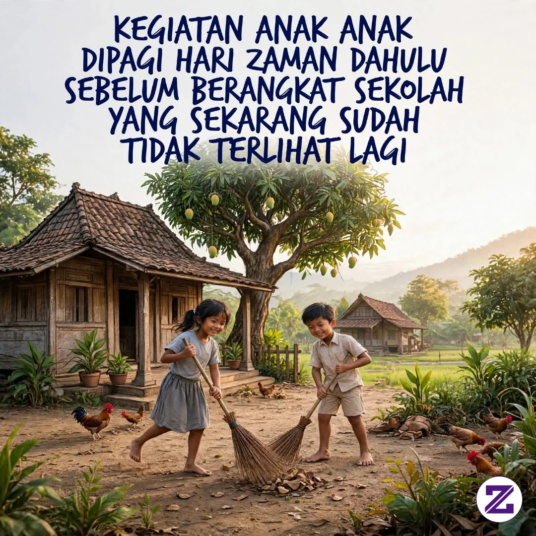 Dulu Sebelum Berangkat Sekolah, Tugas Wajibnya Nyapu Halaman Dulu. 🥹