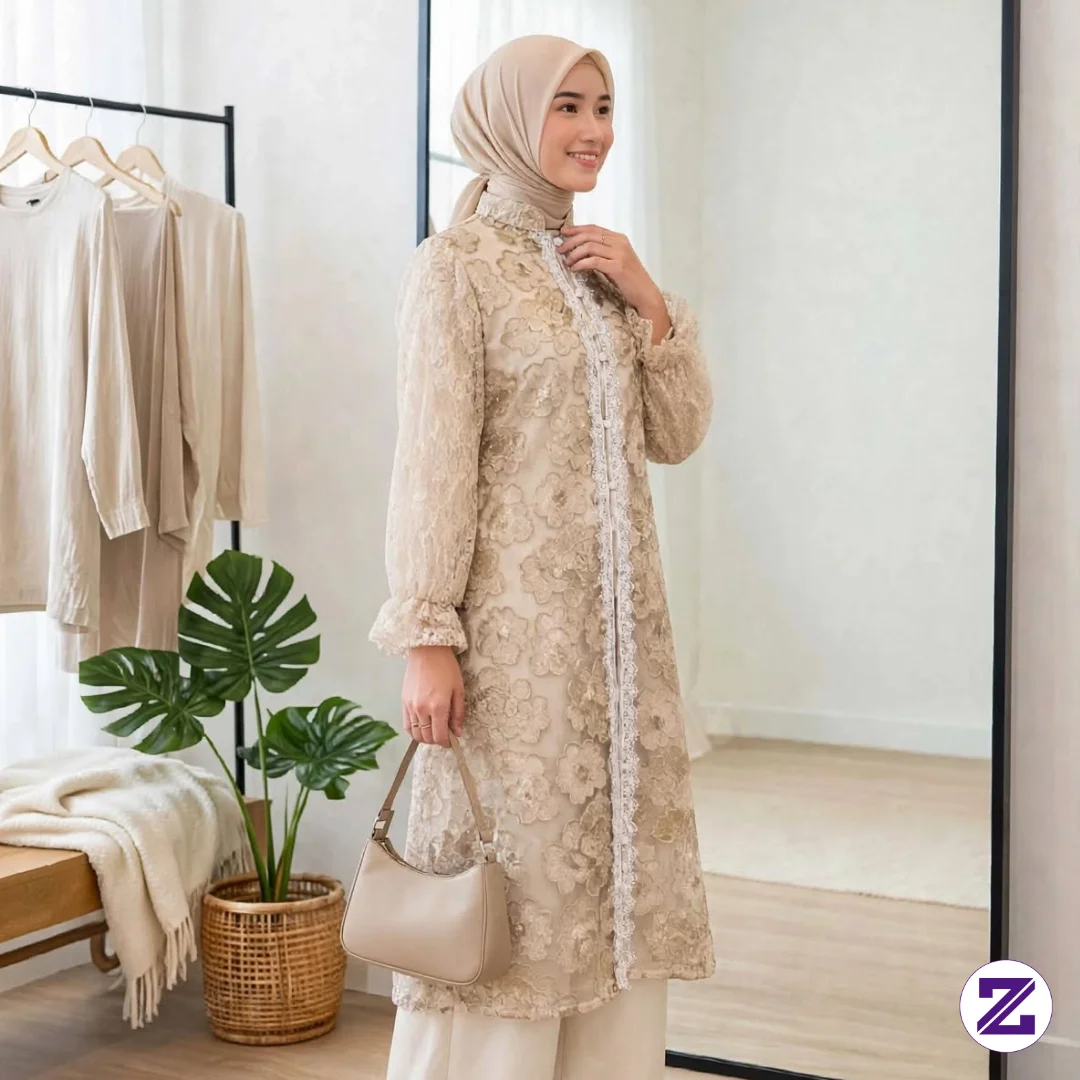 Raisha Gamis Nayla One Set Celana Tunik Brukat Premium#cantik#zoya#potoimut