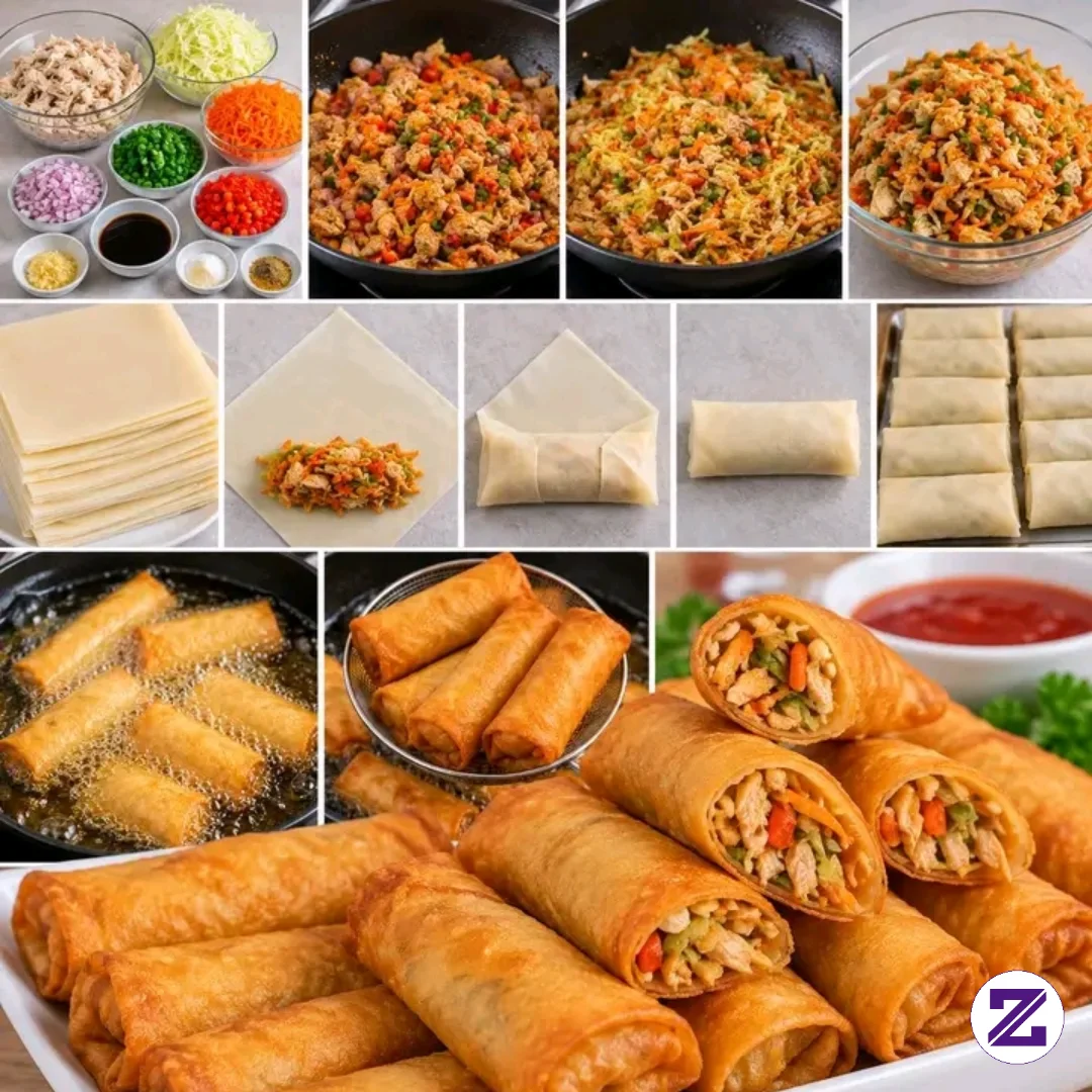 🍗 CRISPY CHICKEN SPRING ROLLS RECIPE