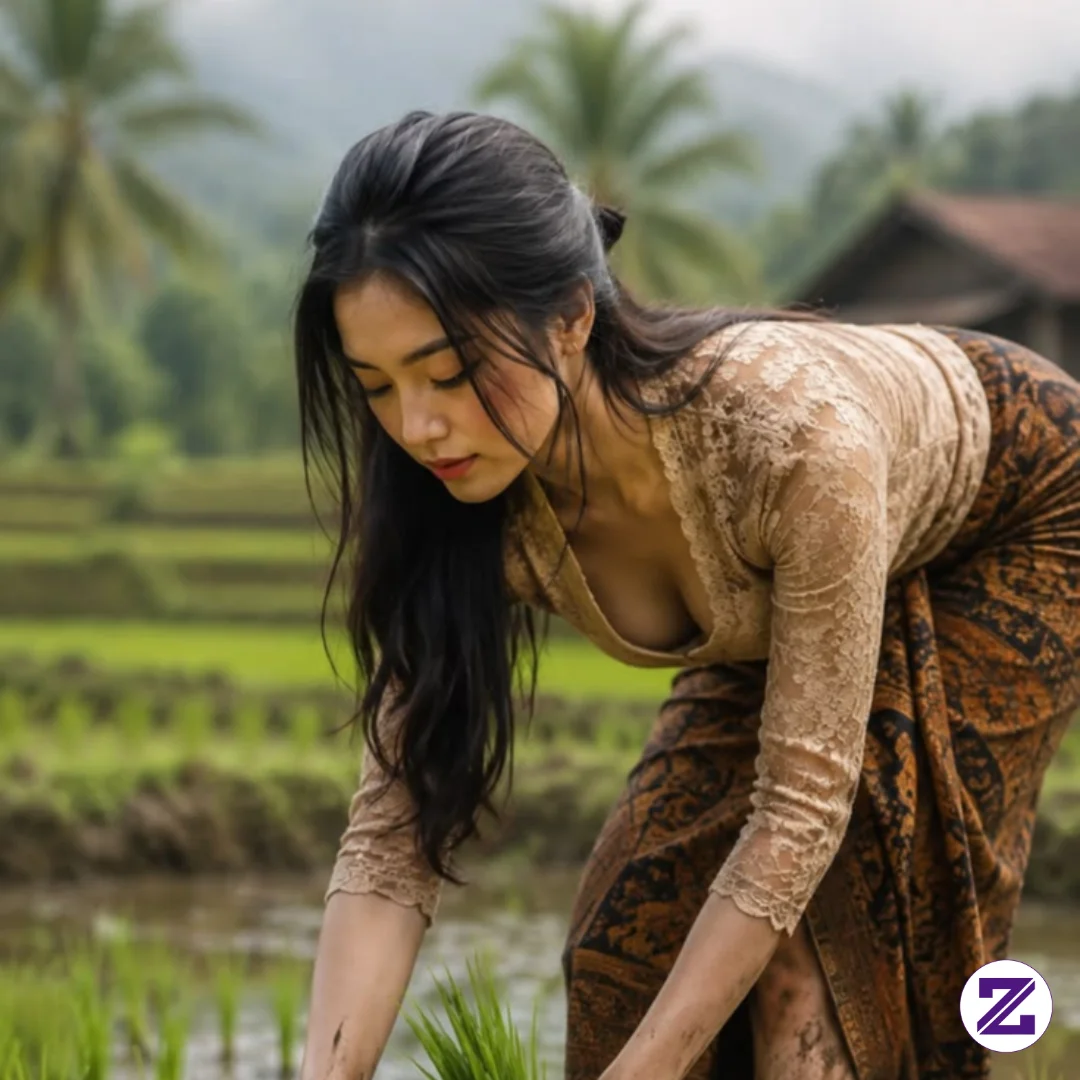 Beauty Meets Hard Work In The Rice Fields. 🌿