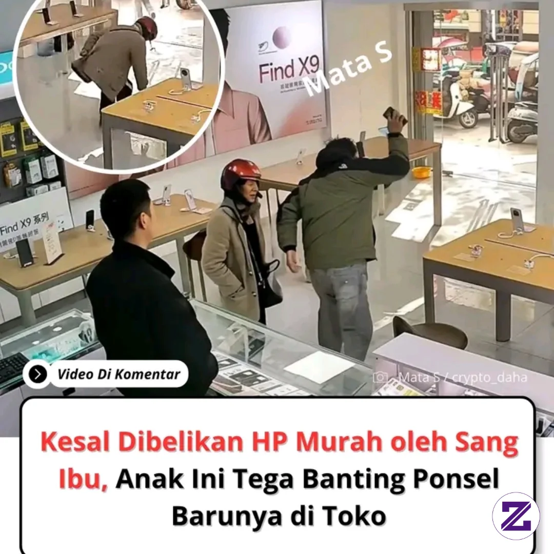 Sebuah Video CCTV Yang Memperlihatkan Seorang Remaja Laki-laki Membanting Ponsel
