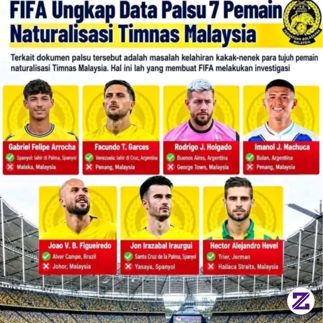 Inilah Daftar 7 Pemain Naturalisasi Malaysia Dengan Dokumen Palsu