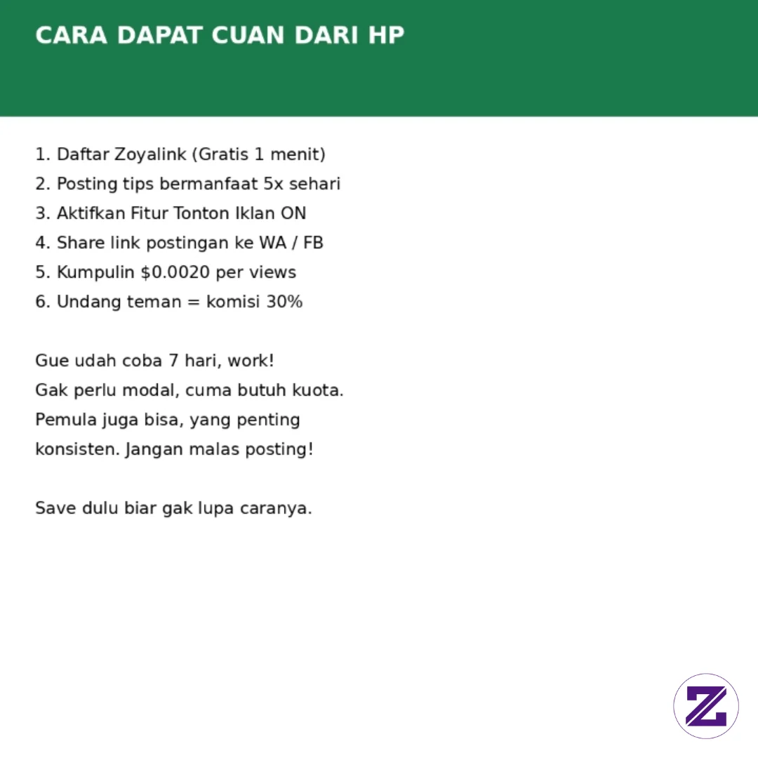 CARA DAPAT CUAN DARI HP CUMA MODAL KUOTA 2026
