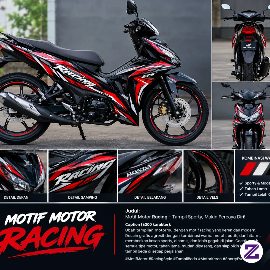 Ubah Tampilan Motormu Dengan Desain Motif Racing Yang Keren Dan Modern! 🏍️🔥