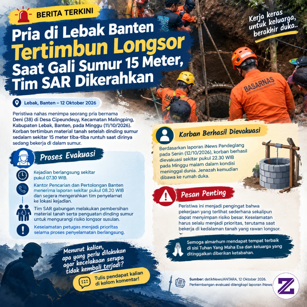 📰 Pria Di Lebak Banten Tertimbun Longsor Saat Gali Sumur 15 Meter, Tim SAR