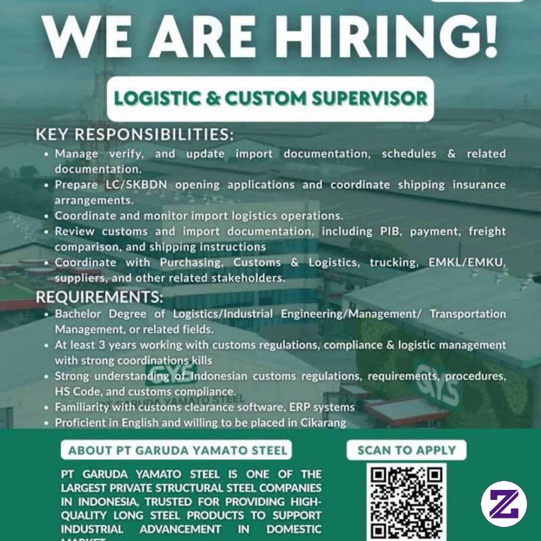 📢 HIRING: Logistic And Custom Supervisor