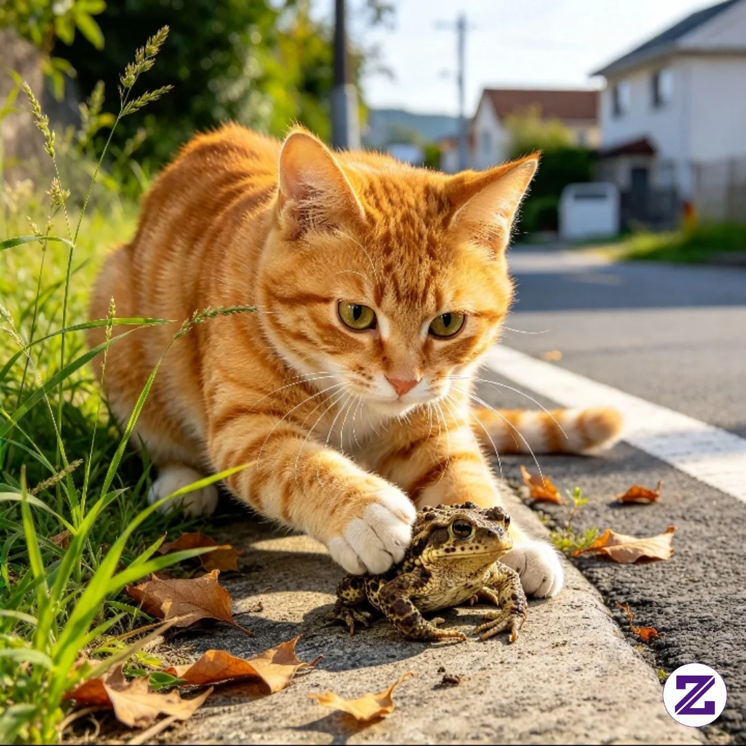 Kucing Oyen Dan Kodok Di Pinggir Jalan