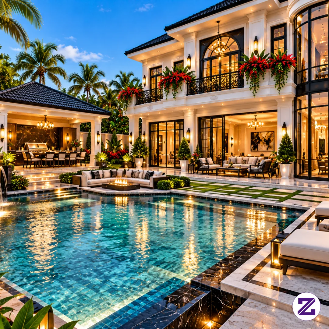 Breathtaking Luxury Backyard Oasis An Elegant Mansion With A Crystal-Clear