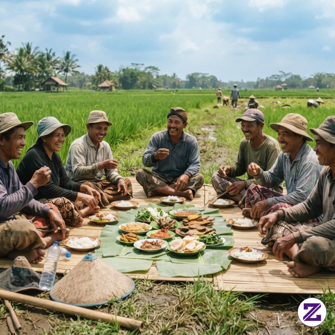 Rolasan Bagi Para Petani Di Sawah Adalah Tradisi Istirahat Dan Makan Siang