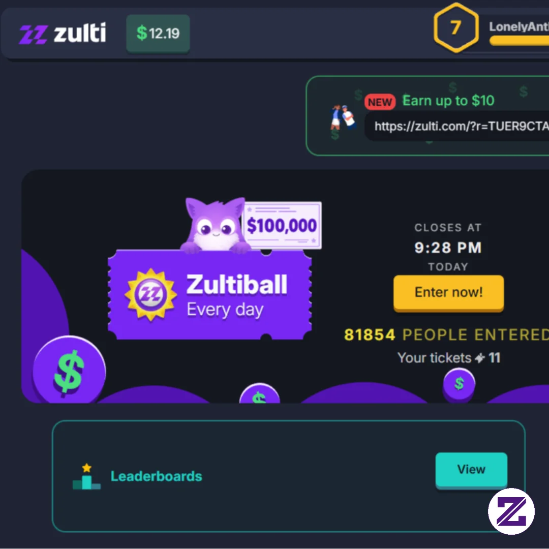 💰 Website Zulti – Cara Mendapatkan Uang Dari Spin, Game, Dan Giveaway