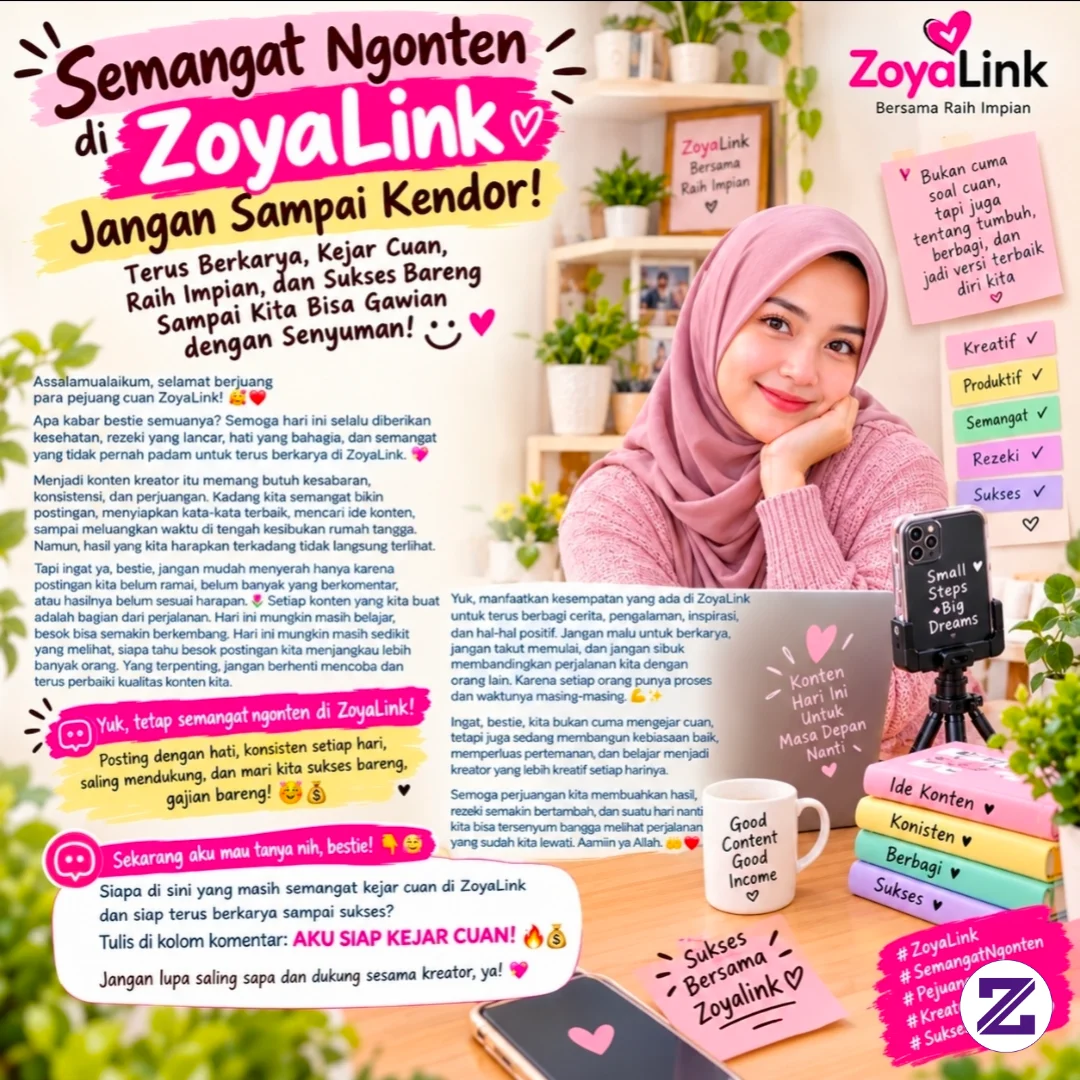 SEMANGAT NGONTEN DI ZOYALINK JANGAN SAMPAI KENDOR! TERUS BERKARYA,RAIH CUAN