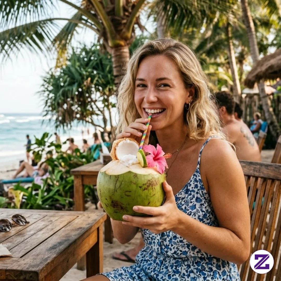 Menikmati Segarnya Es Kelapa Muda Langsung Dari Batoknya Di Tepi Pantai 🥥🌴