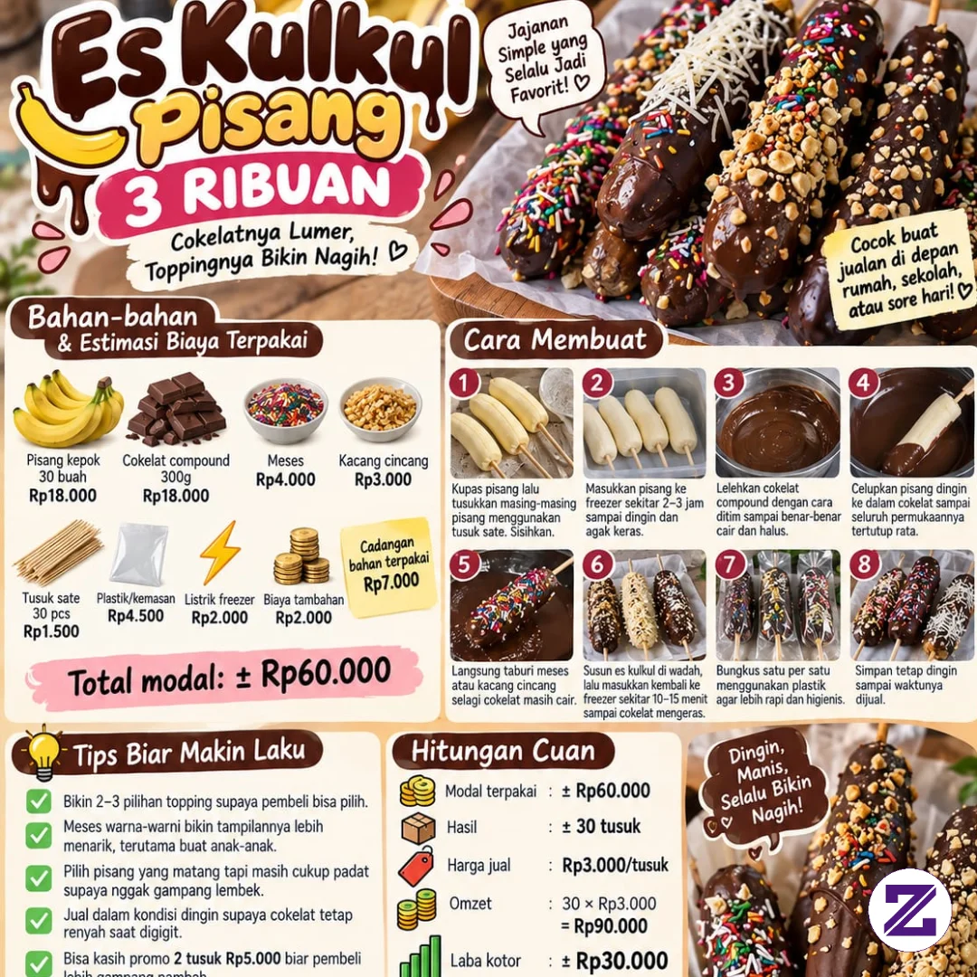 ES KULKUL PISANG 3 RIBUAN — COKELATNYA LUMER, TOPPINGNYA BIKIN NAGIH 🤤🔥*