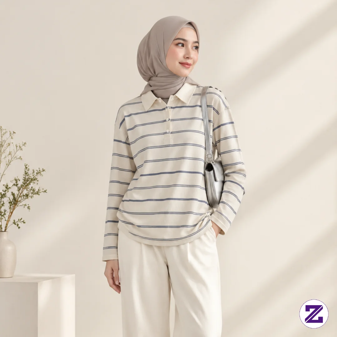 POLO STRIPE LONG SLEEVE YANG BIKIN LOOK MAHAL PADAHAL ADEM BANGET