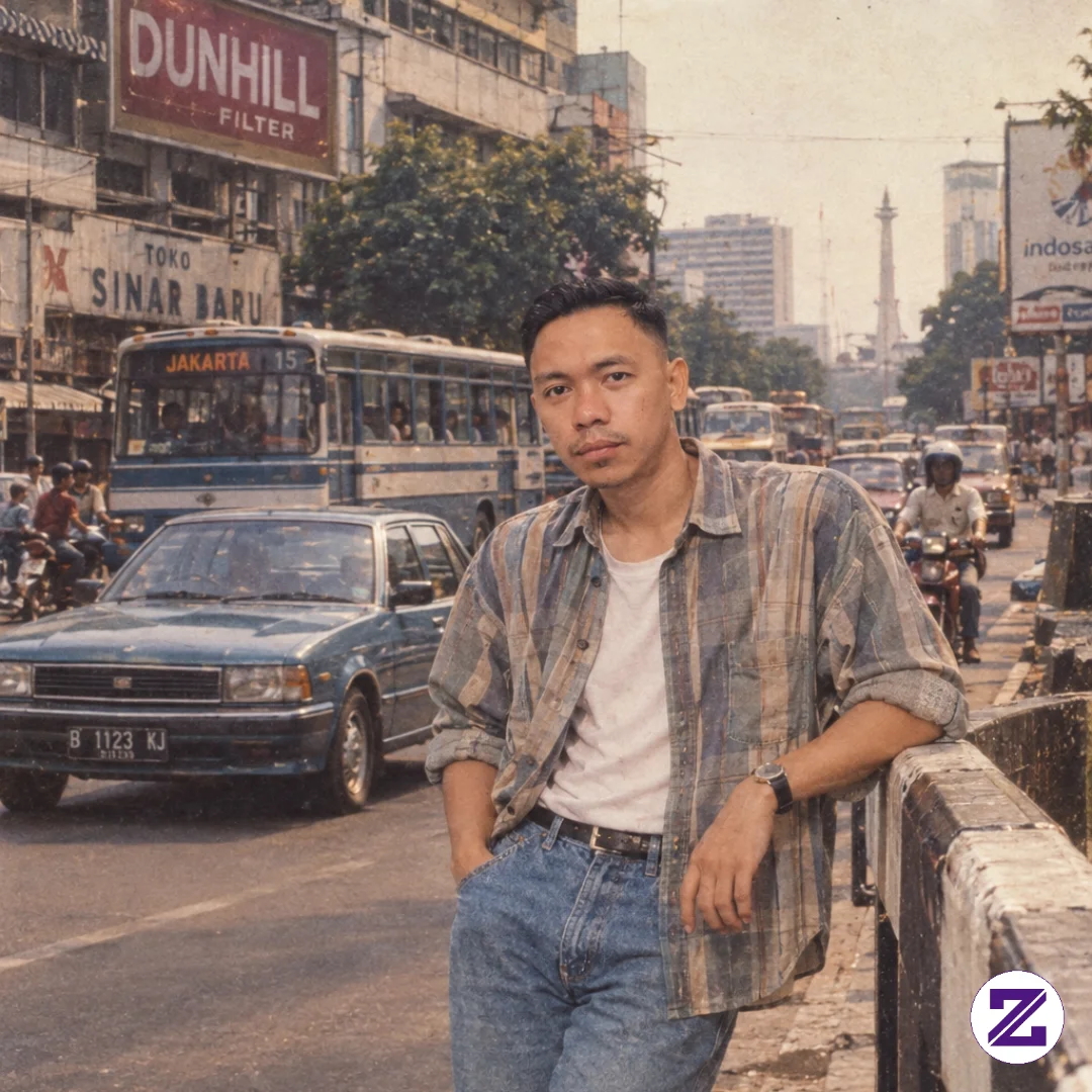 Vintage Foto Tempo Dulu Jakarta Indonesia 1990s Bergaya Anak Betawi