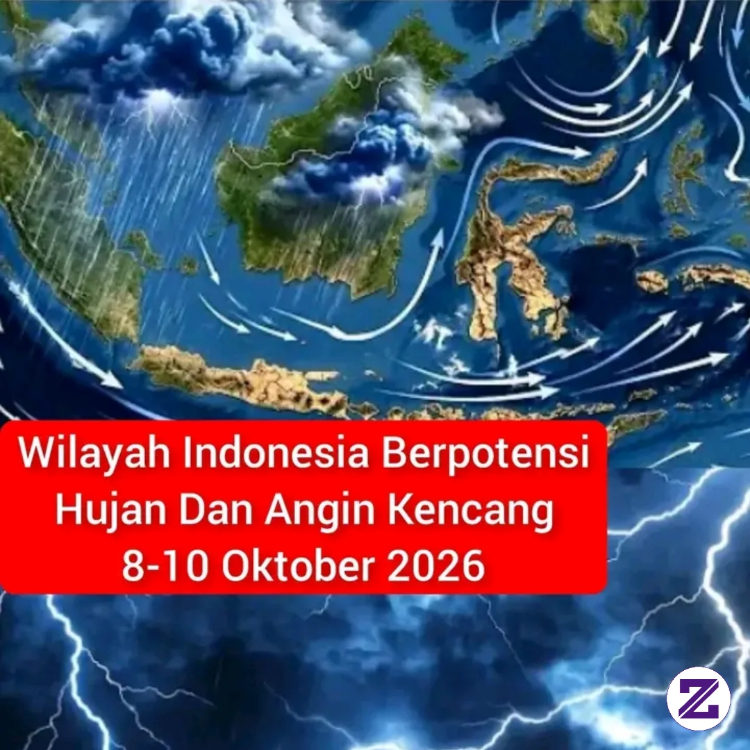 Wilayah Indonesia Berpotensi Hujan & Angin Kencang