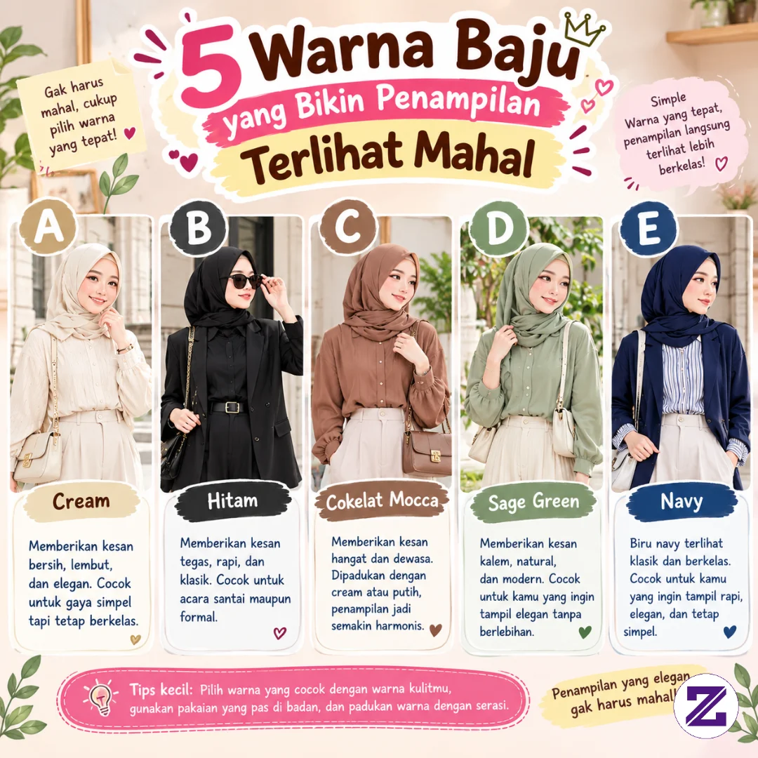 ✨ 5 Warna Baju Yang Bikin Penampilan Terlihat Mahal Dan Elegan! 🤍
