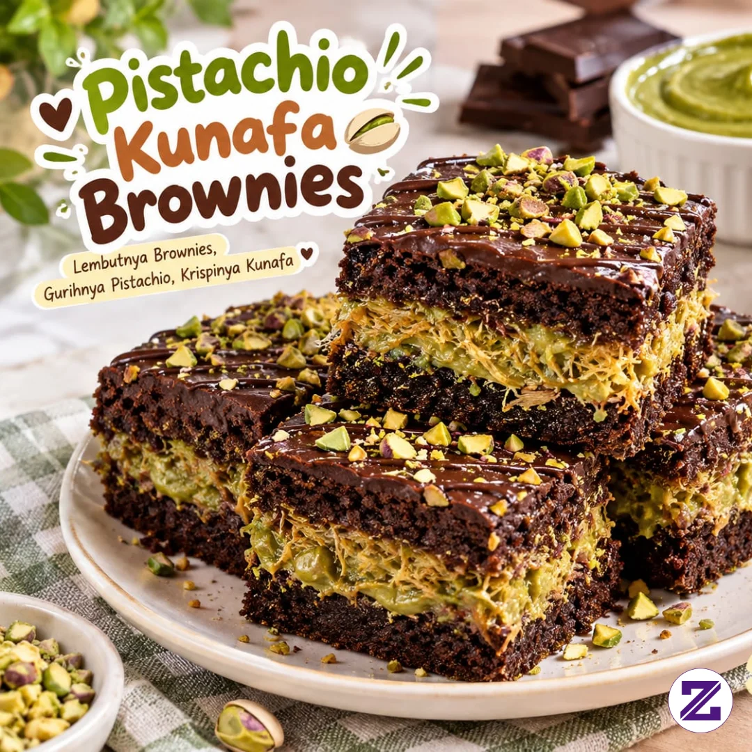 PISTACHIO KUNAFA BROWNIES