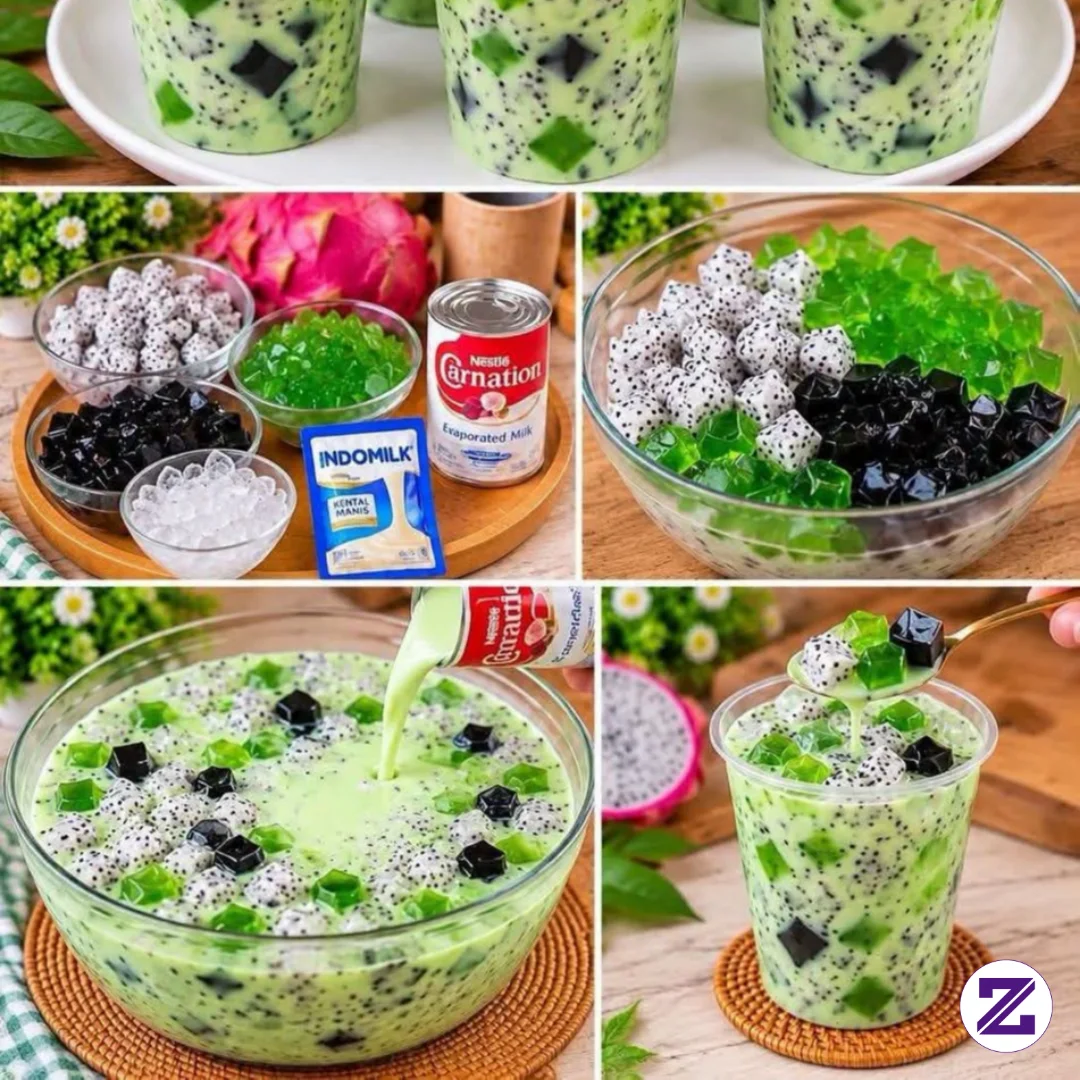 Resep Es Buah Naga Putih Cincau Dan Jelly Hijau