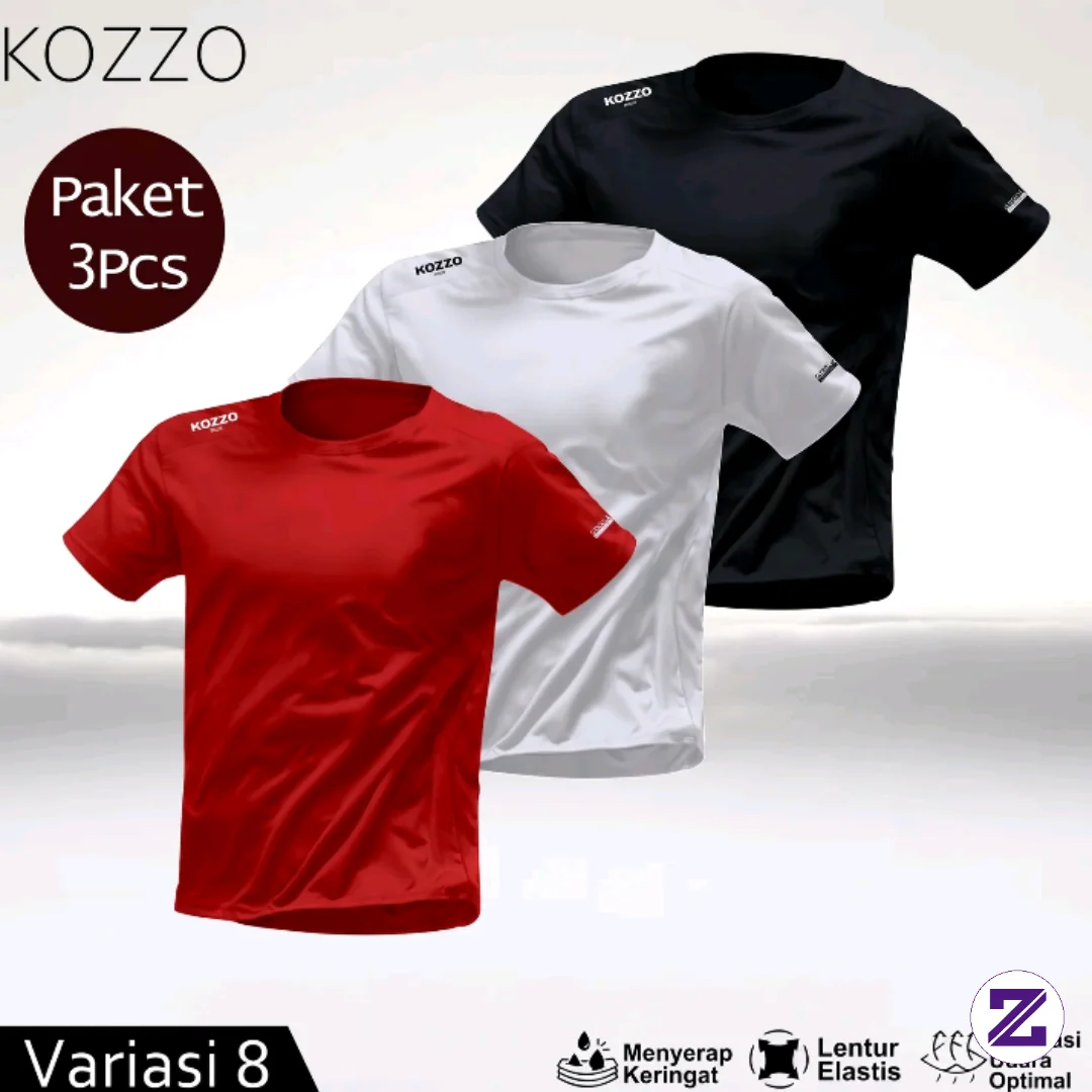 Paket Hemat 3Pcs Kaos Dryfit Milano | Kaos Sport Unisex Elastis & Cepat Kering