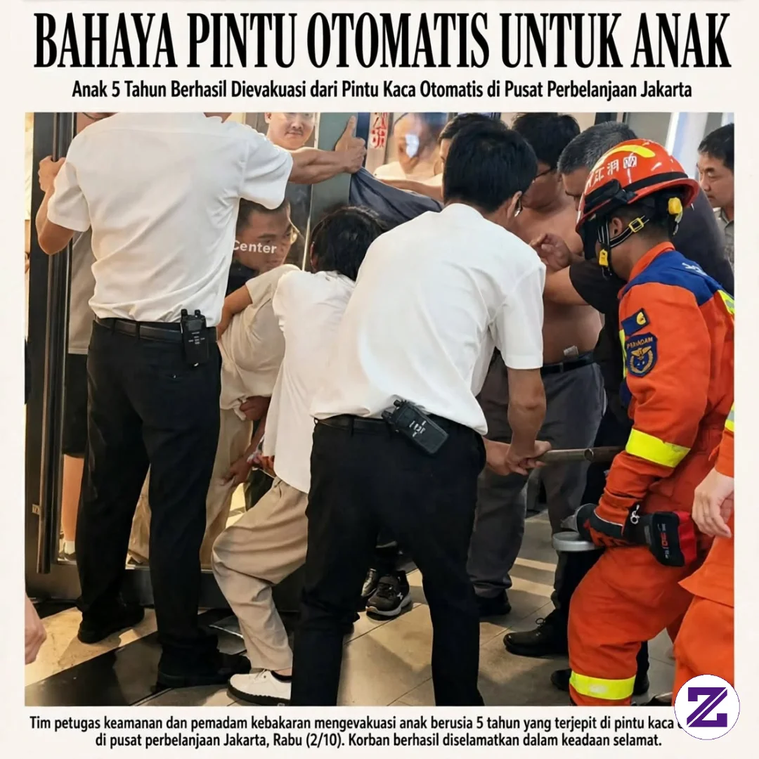BAHAYA PINTU OTOMATIS UNTUK ANAK: BALITA TERJEPIT PINTU KACA GESER.