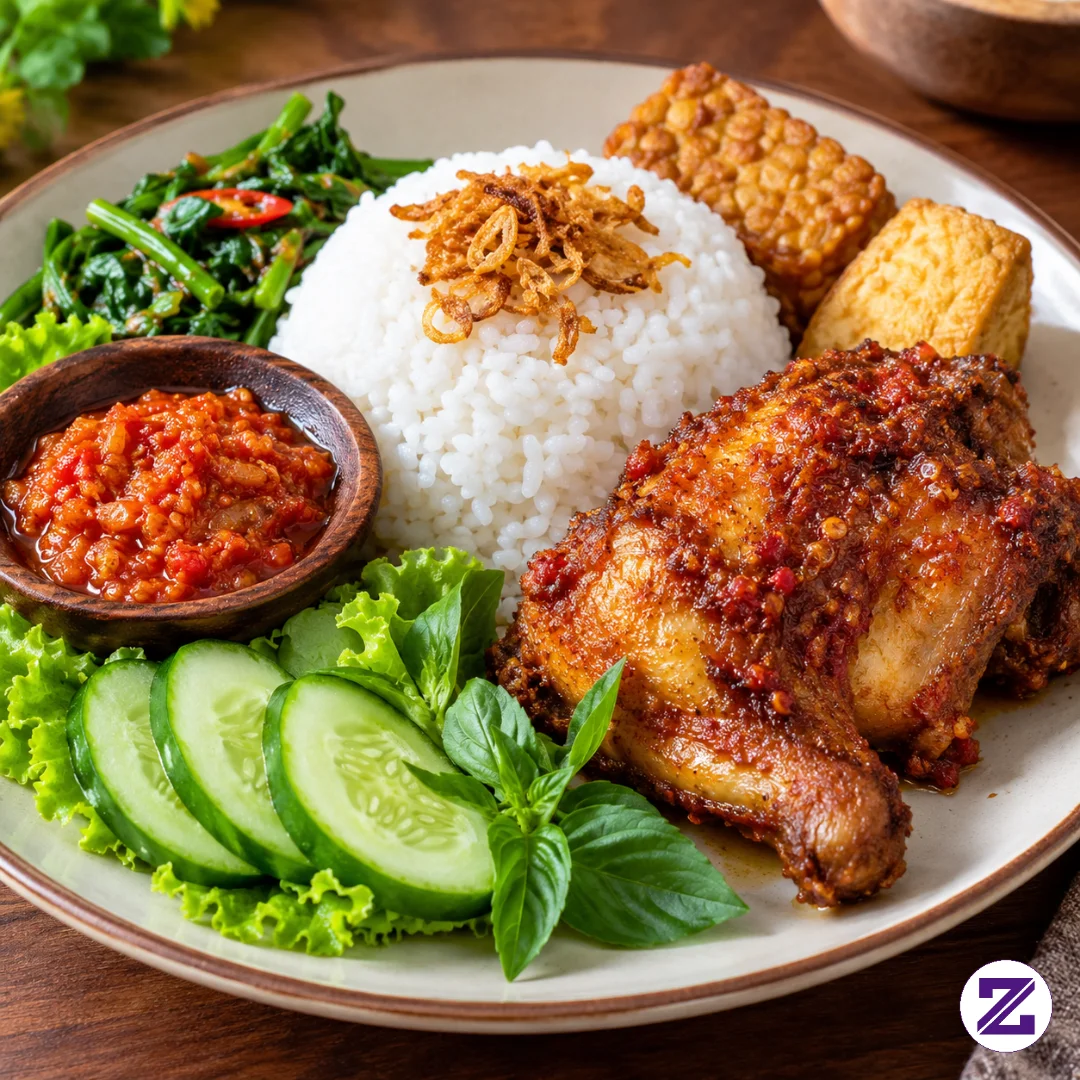 Sepiring Makanan Lezat Yang Bikin Lapar Seketika! Nasi Hangat, Ayam Goreng