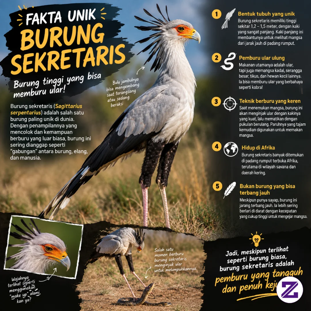 🦅 **BURUNG SEKRETARIS — BURUNG TINGGI YANG BERANI MELAWAN ULAR!** 🐍