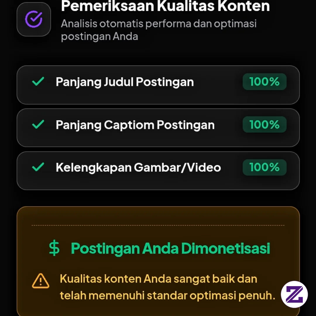 Postingan Kamu Harus, 100% Kualitas Kontennya. Seperti Itu Notifikasi Nya