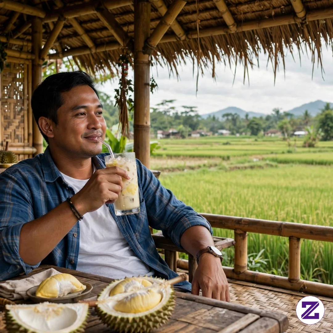 Panas Cementer Minum Es Duren Duduk Dipinggir Sawah @zoyalink #kontenfoto #umum