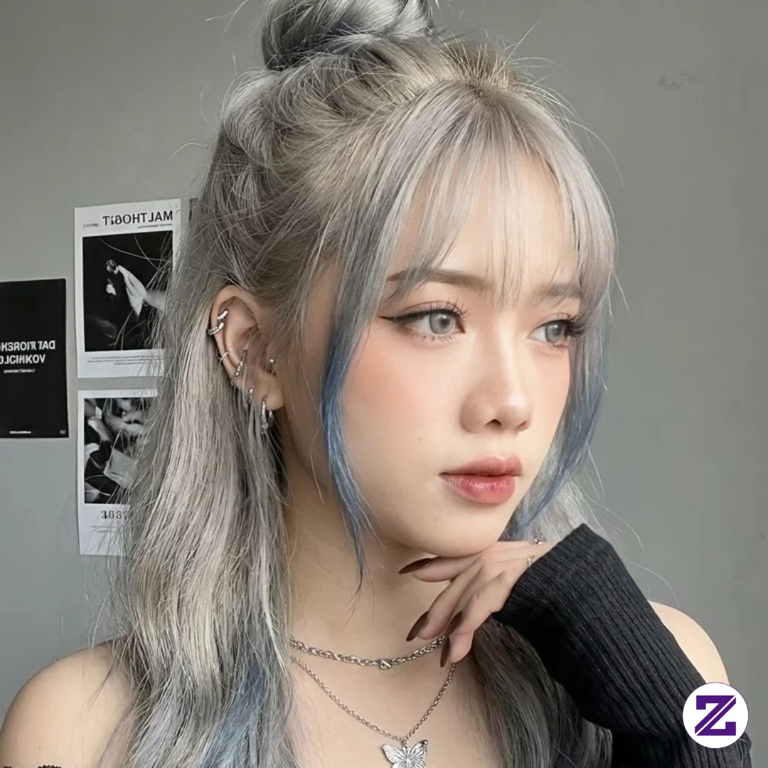 Rahasia Foto AI Edgy & Chic Ala Idol K-Pop: Bedah Style "Silver-Blue Half-Up