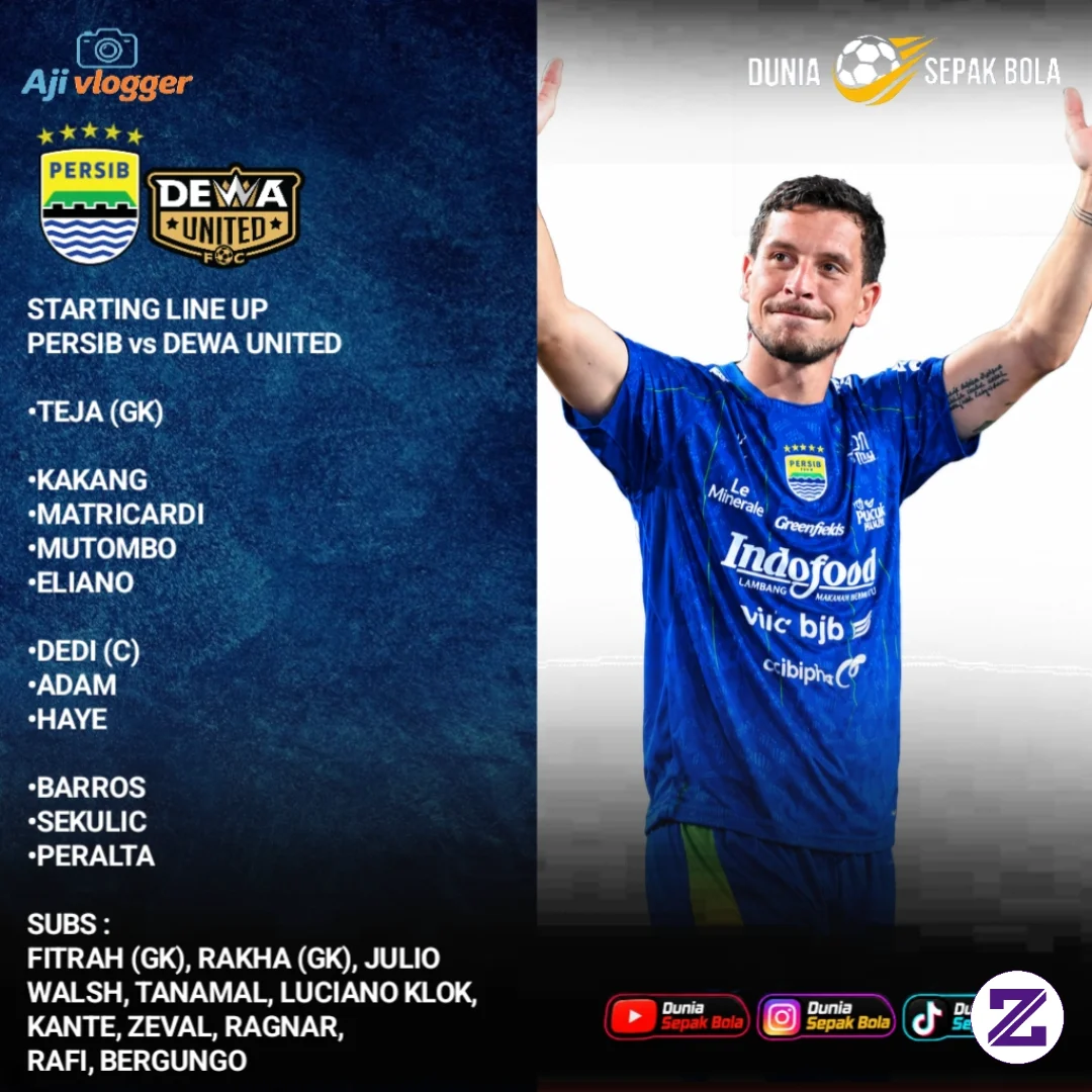 🔥 STARTING LINE UP PERSIB BANDUNG VS DEWA UNITED! 🔵