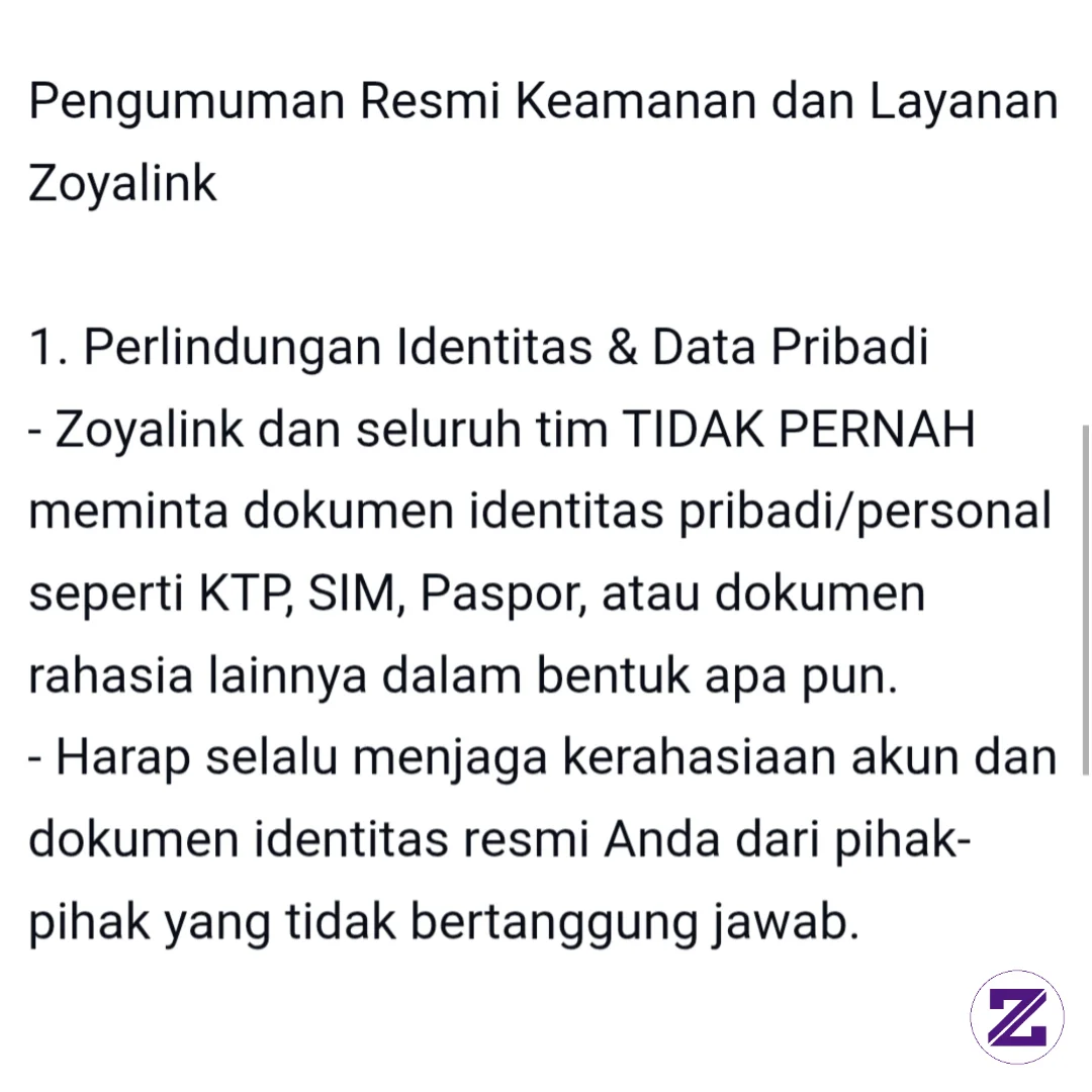 Semua Pengguna Zoyalink Harap Berhati-hati.