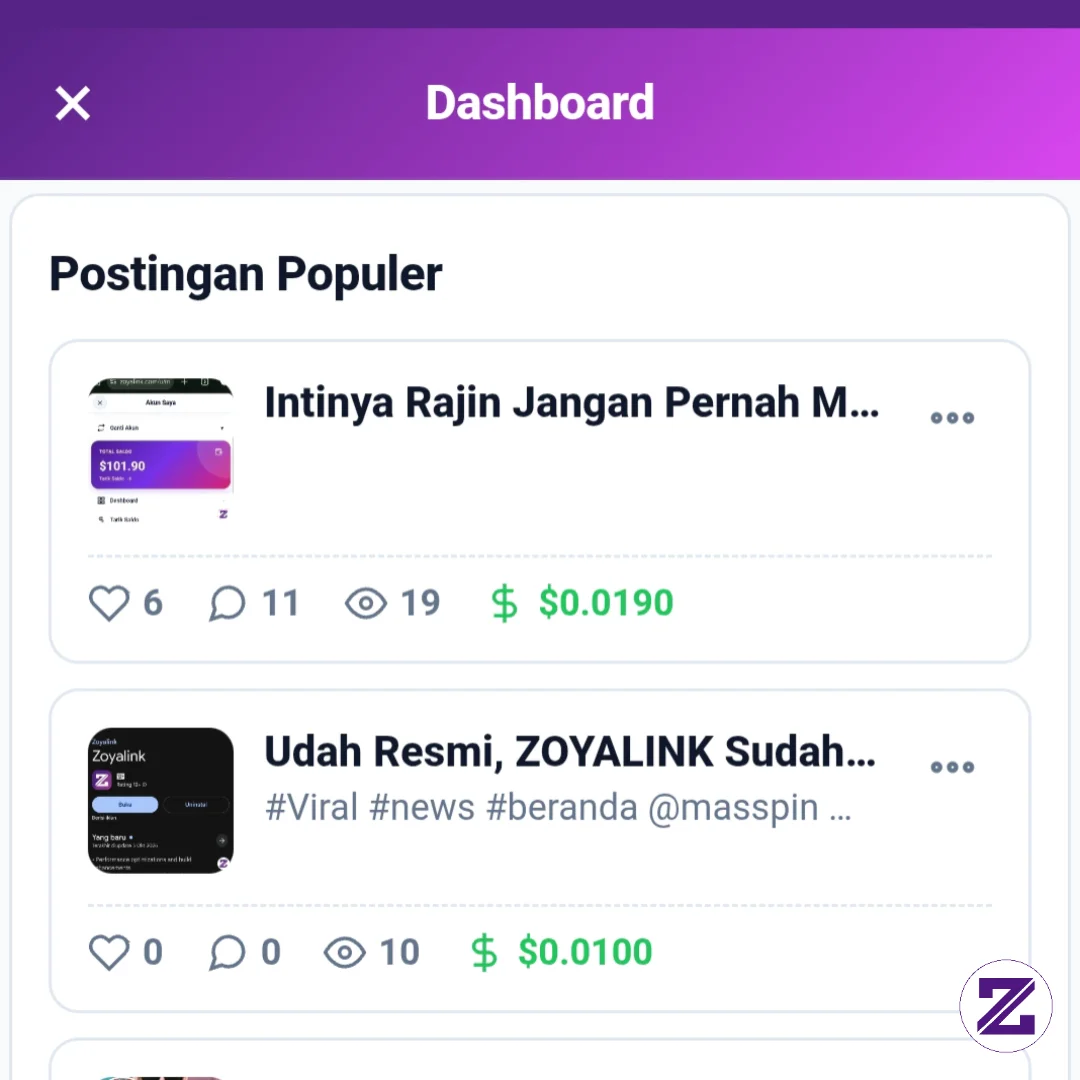 Menurut Kalian, Dengan View Segitu Hasilnya Di Zoyalink Apakah Memuaskan?