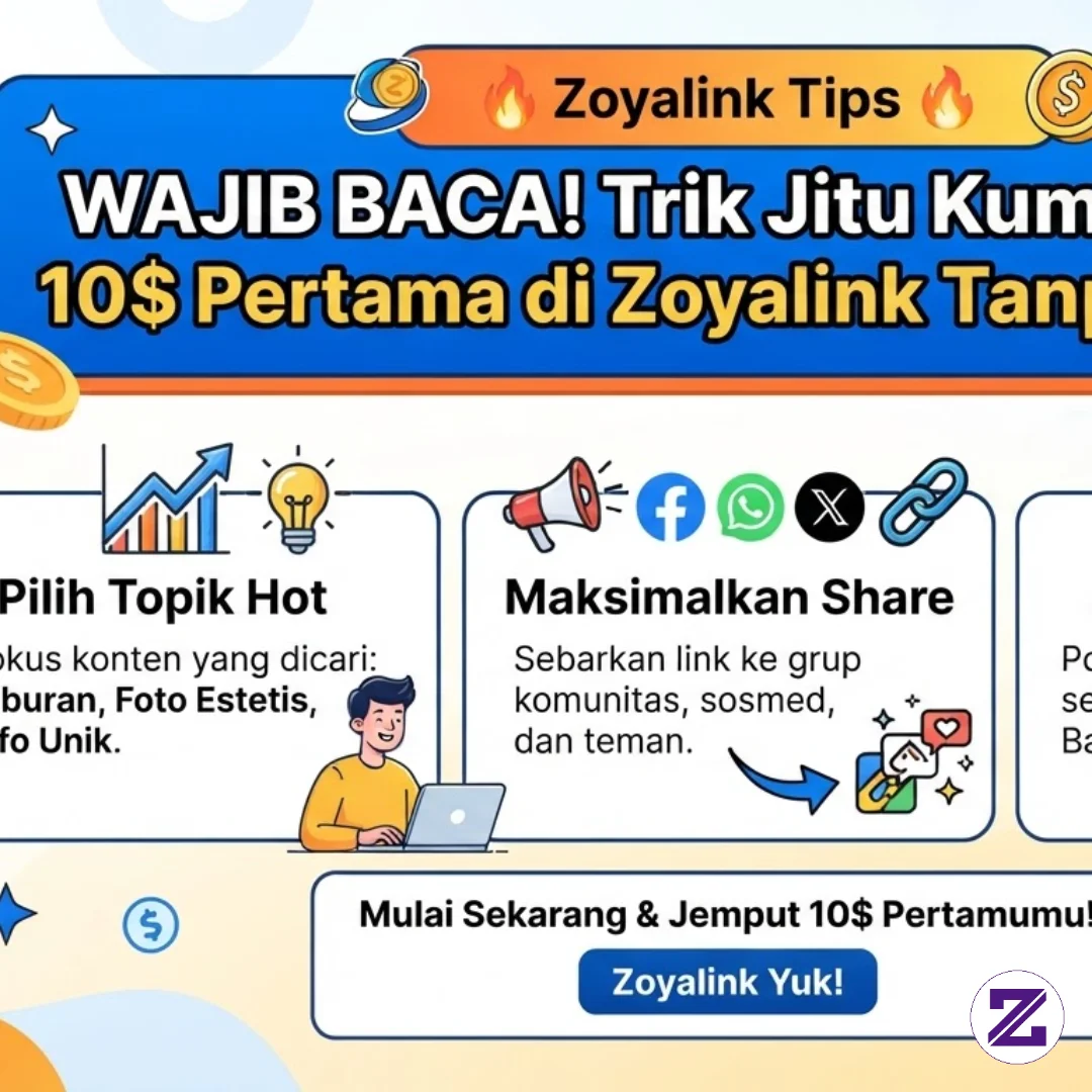 WAJIB BACA! Trik Jitu Kumpulkan 10$ Pertama Di Zoyalink Tanpa Ribet
