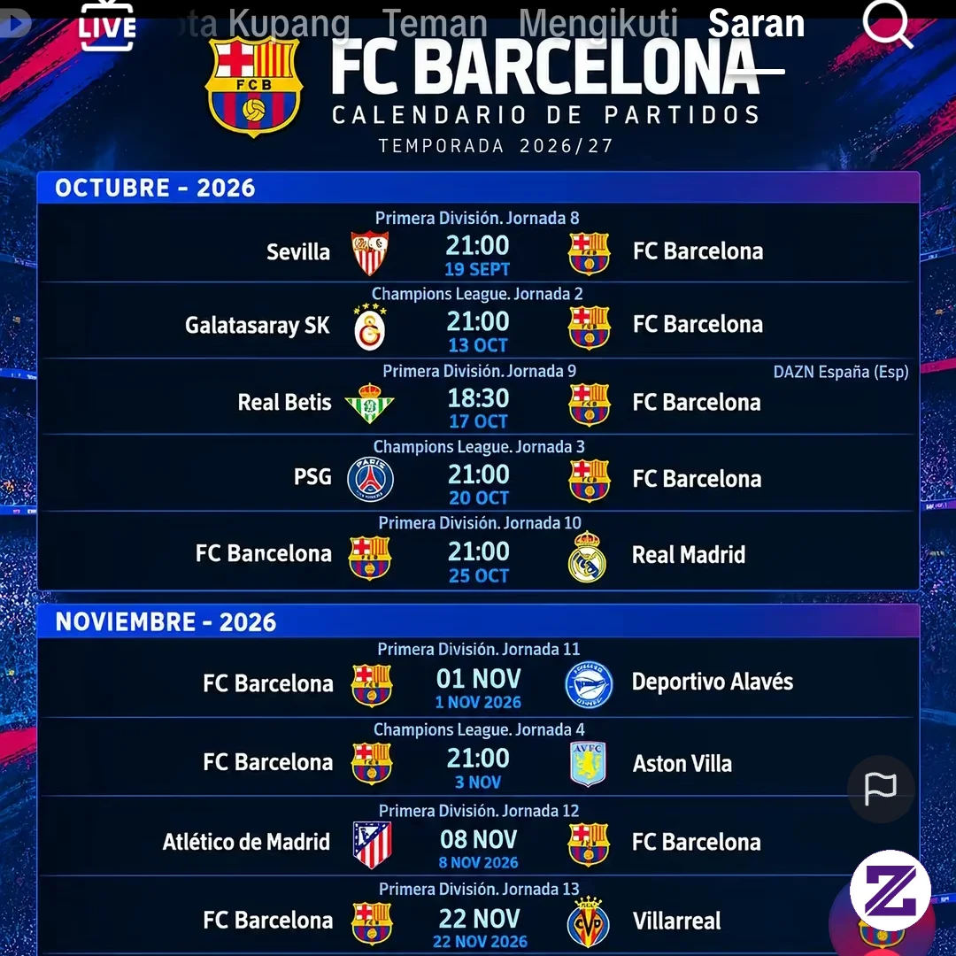 Jadwal Pertandingan FC Barcelona