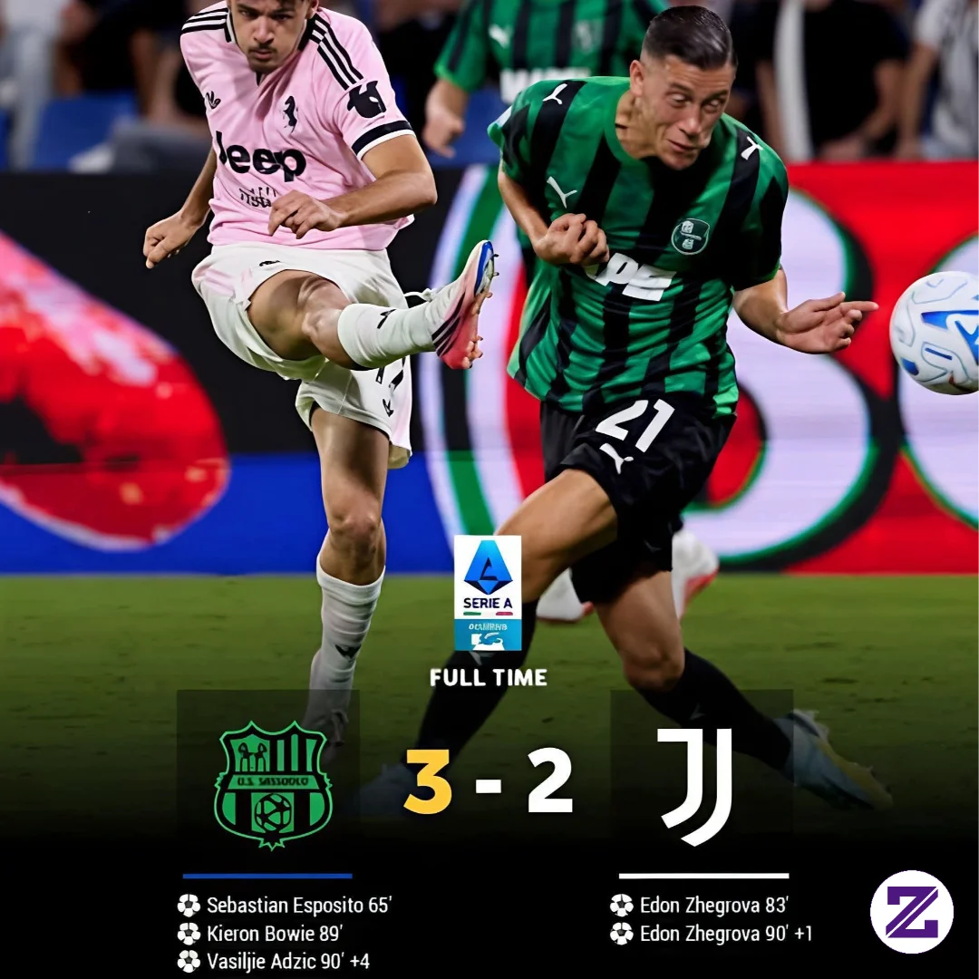 🚨 SASSUOLO MENANG DRAMATIS 3-2 ATAS JUVENTUS!