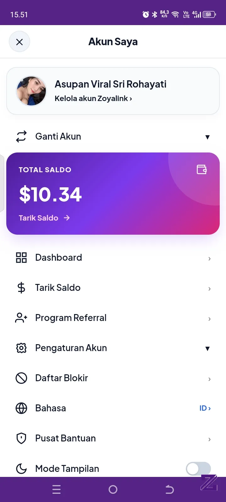 Pendapatan Di Zoyalink