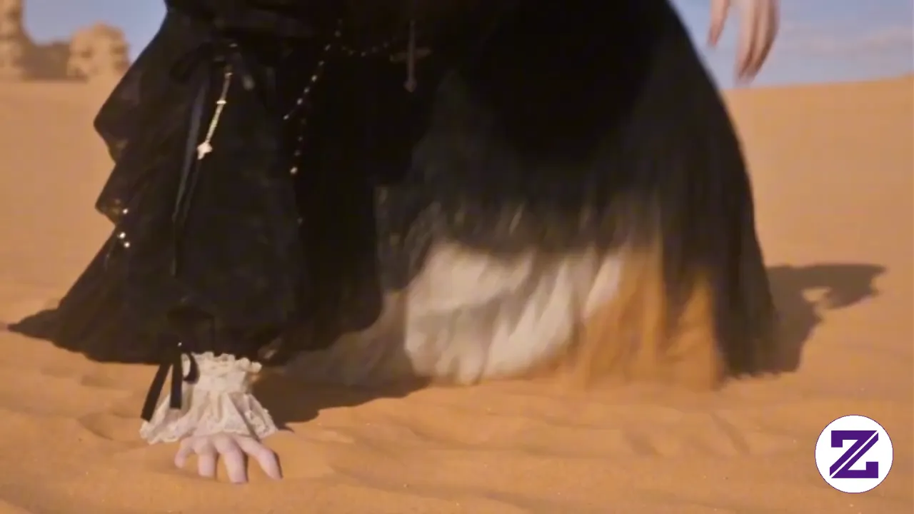 Gothic Lolita Nun Falls From The Sky And Kills A Desert Demon With A Giant